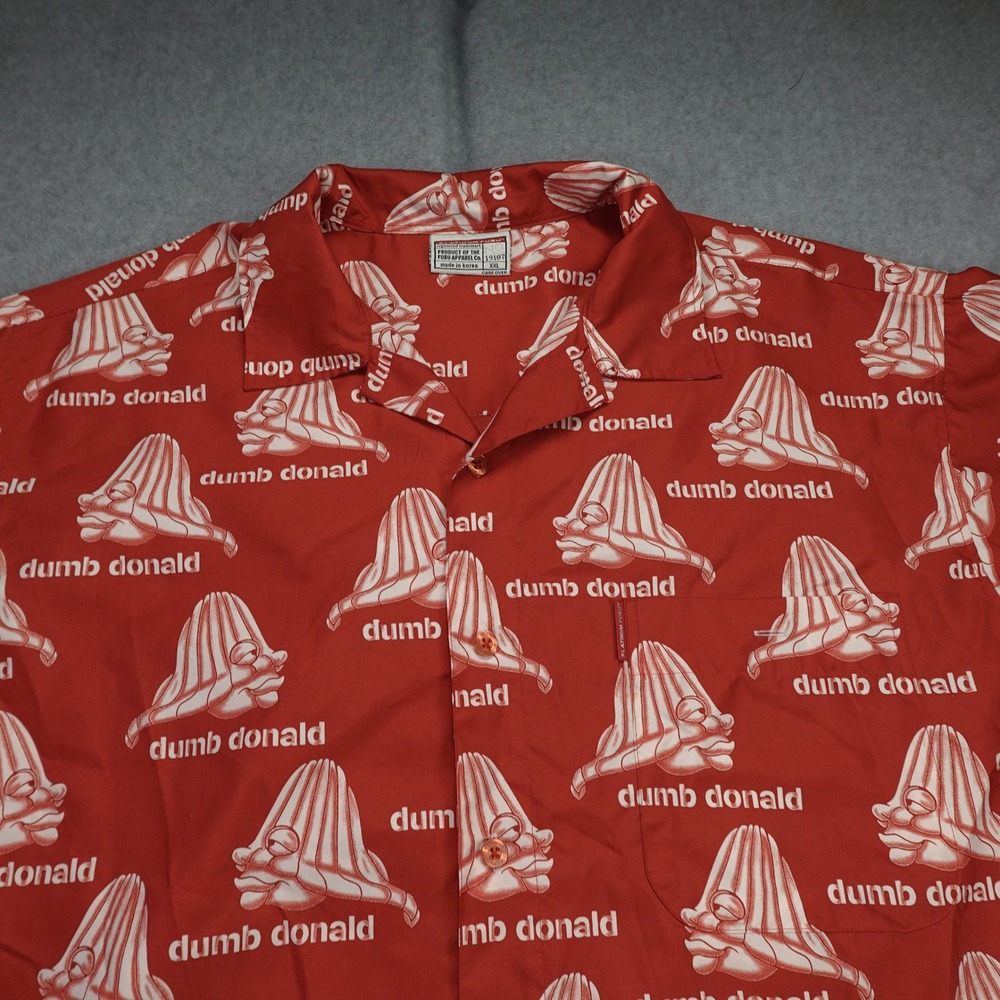 Platinum FUBU Shirt Mens XXL Red Fat Albert Dumb Donald Streetwear Short Sleeve - Picture 2 of 16